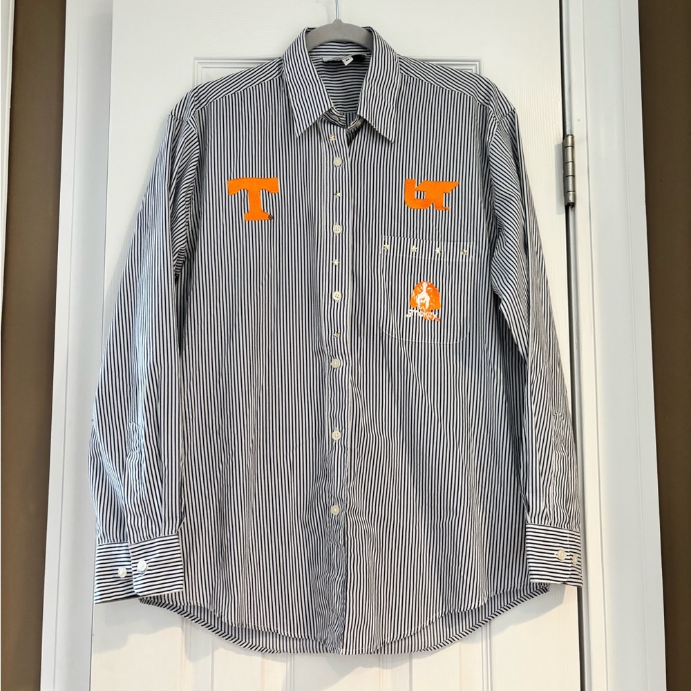 Vintage UT Vols Button Down Collared Long Sleeved Pinstripe Collegiate Shirt